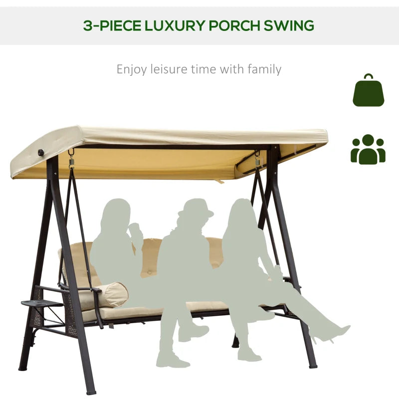 Outsunny Swing Chair Hammock Chair 3 Seater Canopy