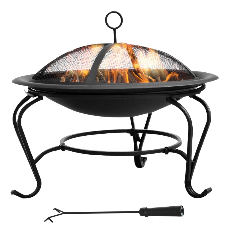 Outsunny Metal Firepit Bowl Outdoor Round Fire Pit