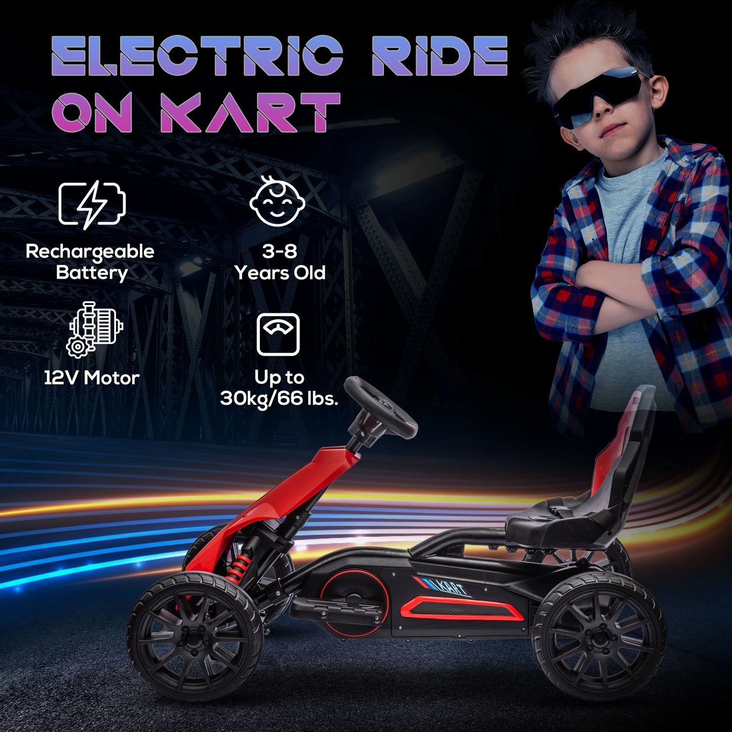 HOMCOM 12V Electric Go Kart for Kids