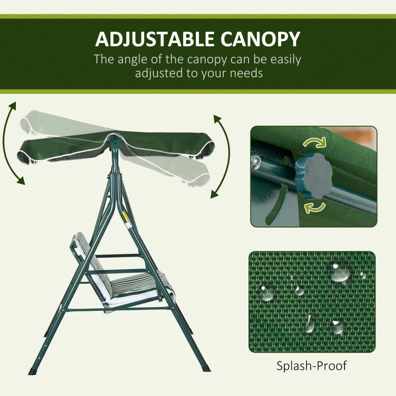 Outsunny 3-Seat Swing Chair Garden Swing Seat with Adjustable Canopy for Patio