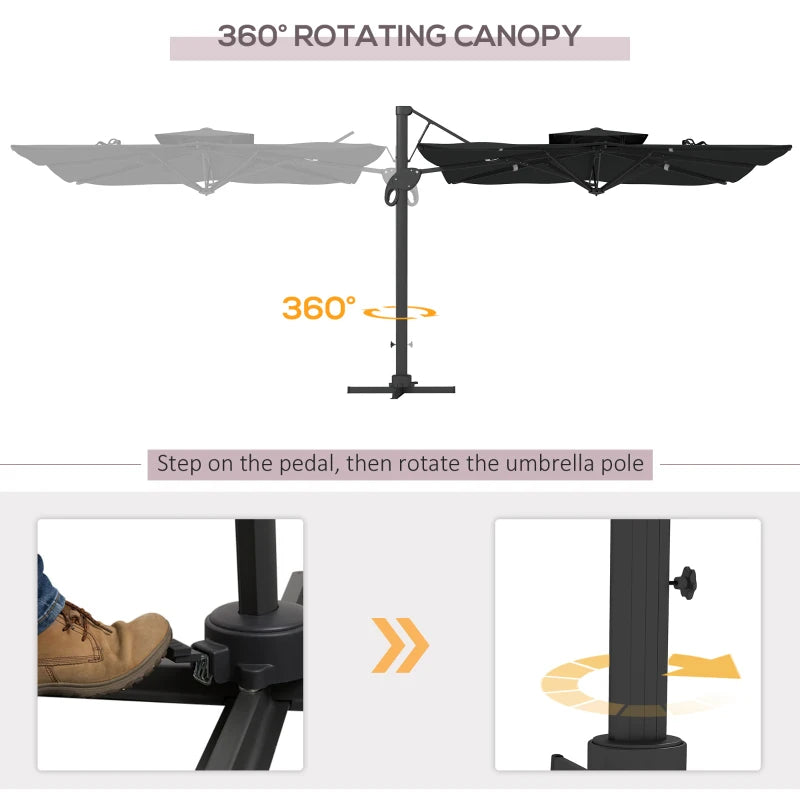 Outsunny Garden Parasol, 3(m) Cantilever Parasol with Hydraulic Mechanism