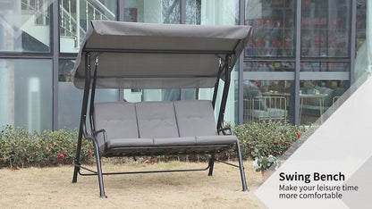 Outsunny Outdoor 3-person Metal Porch Swing Chair Bench