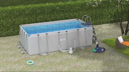 Outsunny Rectangle Steel Frame Swimming Pool with Ladder and Pump