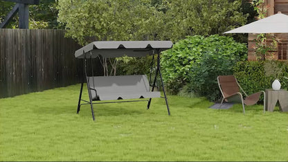 Outsunny Three-Seater Garden Swing Chair, with Adjustable Canopy