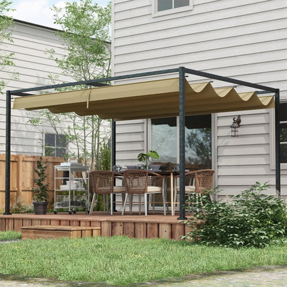 Outsunny 4 x 3m Metal Pergola with Retractable Roof