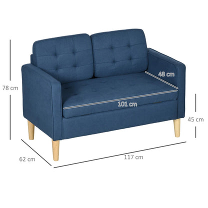 HOMCOM Modern Loveseat Sofa, Compact 2 Seater Sofa with Hidden Storage