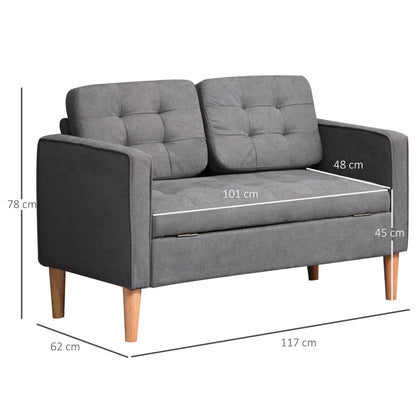 HOMCOM Modern 2 Seater Sofa with Hidden Storage