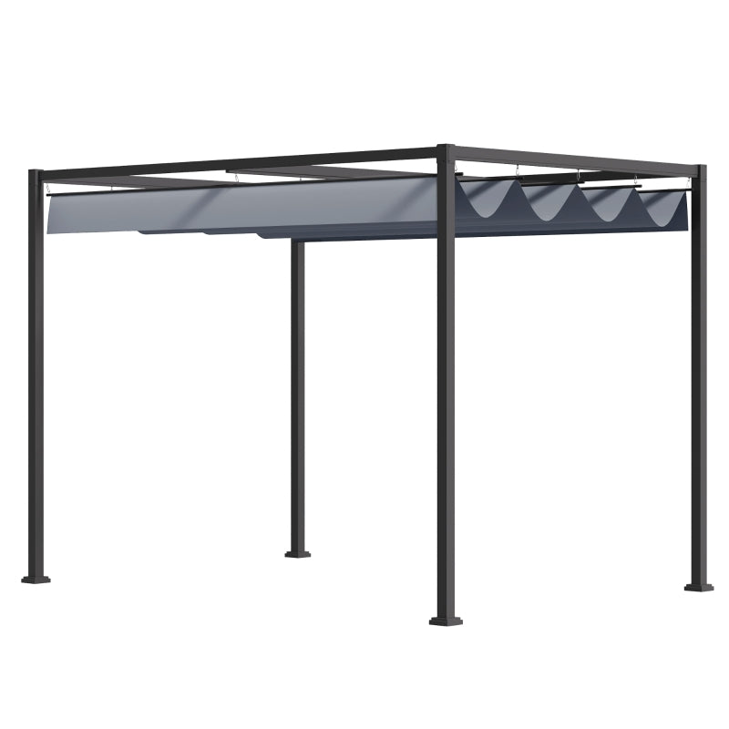 Outsunny 4 x 3(m) Metal Outdoor Pergola with Retractable Roof