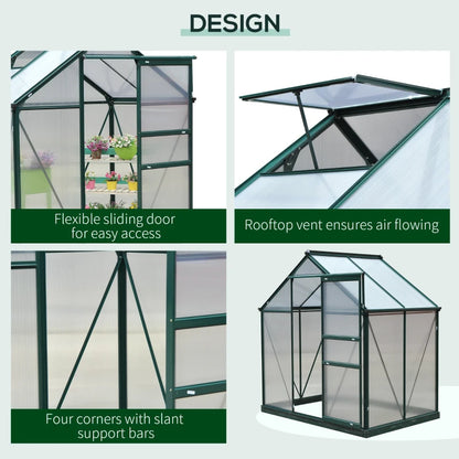 Outsunny 6 x 4ft Polycarbonate Greenhouse