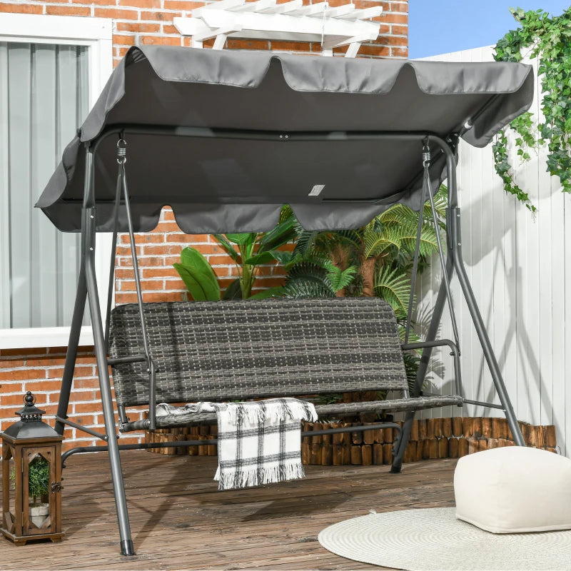 Outsunny 3-Seater Outdoor PE Rattan Swing Chair