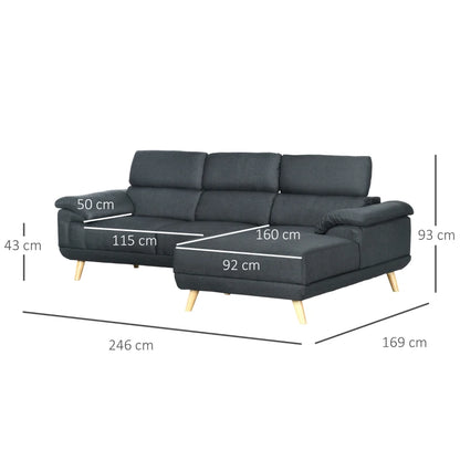 HOMCOM 3 Seater Corner Sofas for Living Room