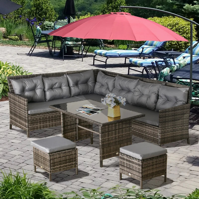 Outsunny 8-Seater Patio wicker Sofa Set Rattan Chair