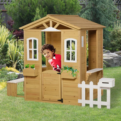 Outsunny Wooden Outdoor Playhouse