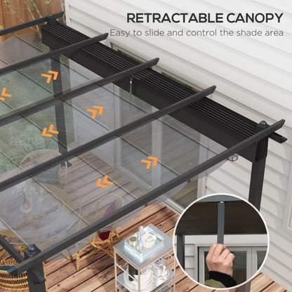 Outsunny 3 x 4m Aluminium Pergola, with Retractable Roof