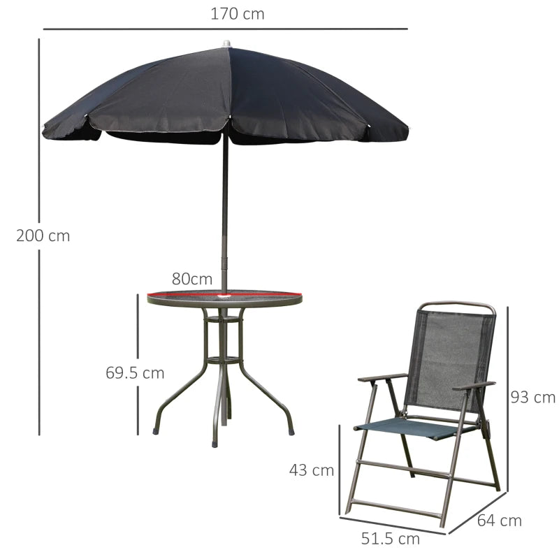 Outsunny 6 Piece Garden Dining Set with Umbrella