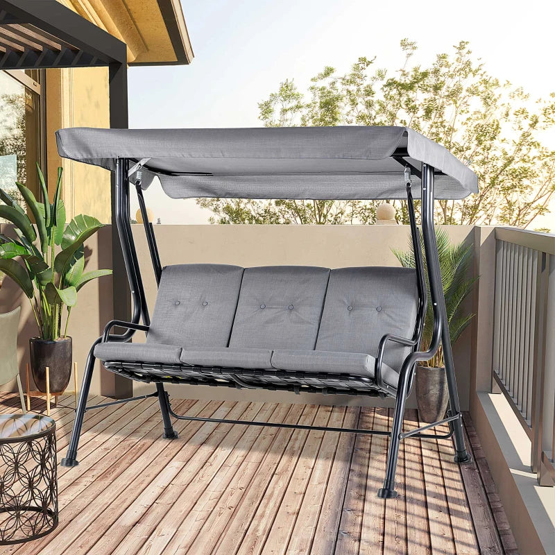 Outsunny Outdoor 3-person Metal Porch Swing Chair Bench