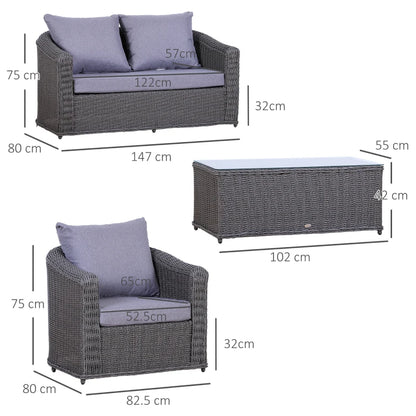 Outsunny Deluxe Round PE Rattan Garden Furniture Set