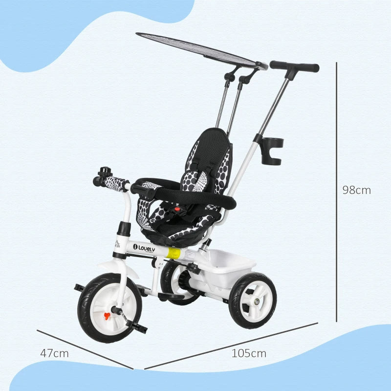 HOMCOM 6 in 1 Tricycle for Kids with 5-point harness straps