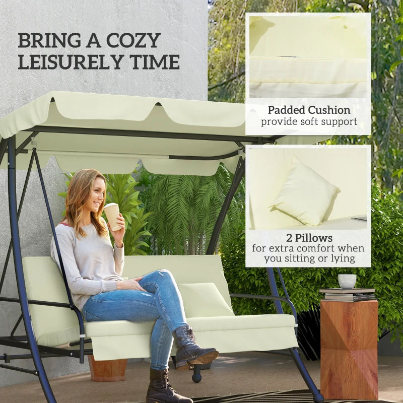 Outsunny 3 Seater Garden Swing Chair with Tilting Canopy