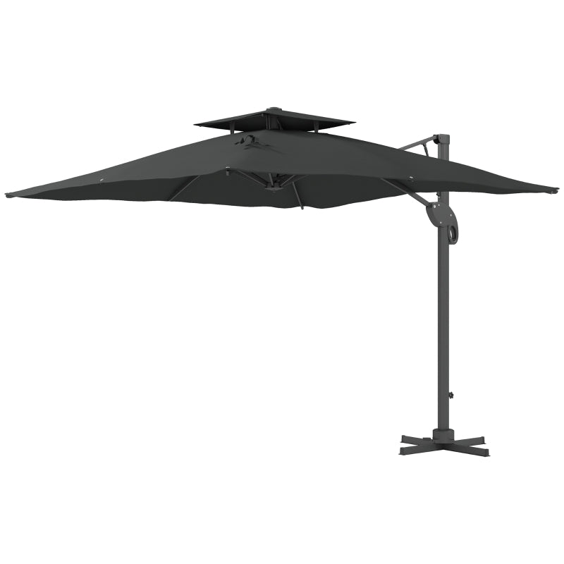 Outsunny Garden Parasol, 3(m) Cantilever Parasol with Hydraulic Mechanism