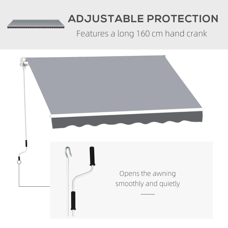 Outsunny 2.5m x 2m Garden Patio Manual Awning