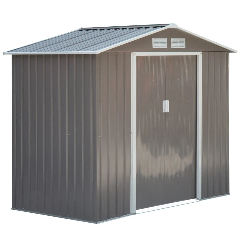 Outsunny 7ft x 4ft Lockable Garden Metal Storage Shed