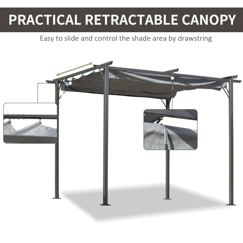 Outsunny 3 x 3(m) Metal Pergola with Retractable Roof