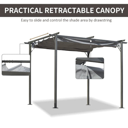 Outsunny 3 x 3(m) Metal Pergola with Retractable Roof