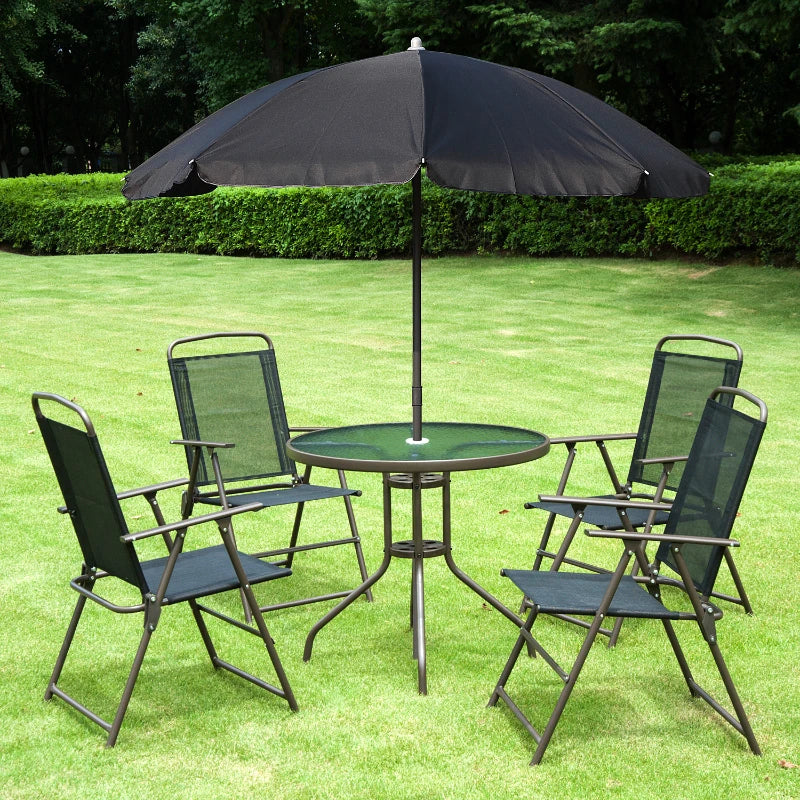 Outsunny 6 Piece Garden Dining Set with Umbrella