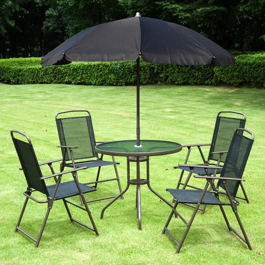 Outsunny 6 Piece Garden Dining Set with Umbrella