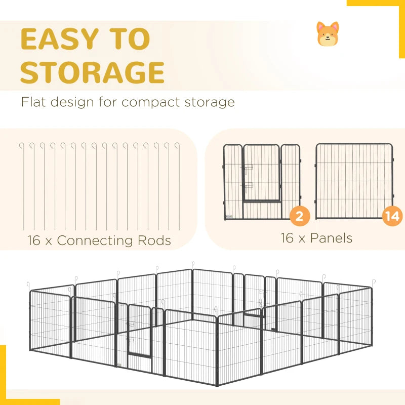 PawHut 16 Panels Heavy Duty Puppy Playpen