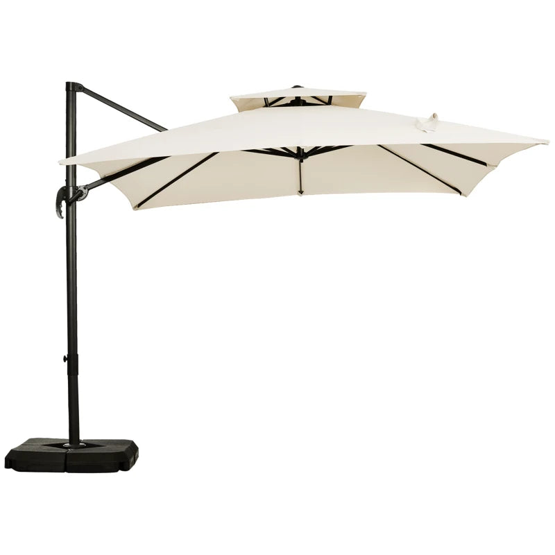 Outsunny Steel Frame Outdoor Roma Cantilever Umbrella, Weighted Base and Cover Included