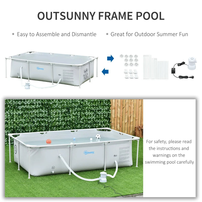 Outsunny Steel Frame Pool with Filter Pump, Filter Cartridge