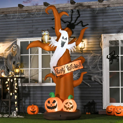 HOMCOM 2.7m Halloween Inflatable Dead Tree with Ghost