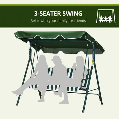 Outsunny 3-Seat Swing Chair Garden Swing Seat with Adjustable Canopy for Patio