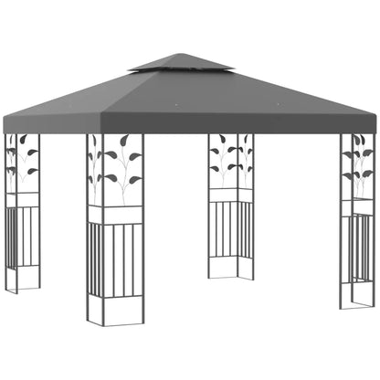 Outsunny 3 x 3m Outdoor Steel Gazebo with 2 Tier Roof