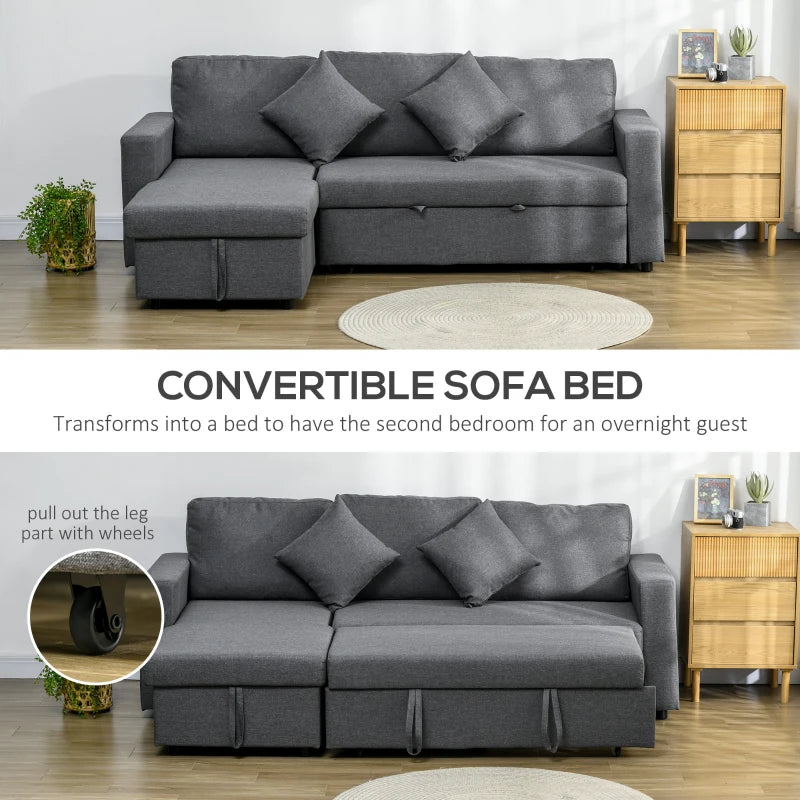 HOMCOM Corner Sofa Bed with Storage