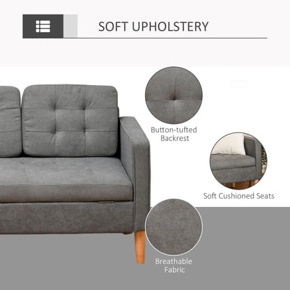 HOMCOM Modern 3 Seater Sofa with Hidden Storage