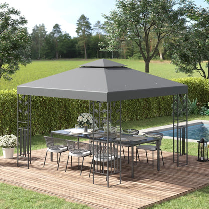 Outsunny 3 x 3m Outdoor Steel Gazebo with 2 Tier Roof