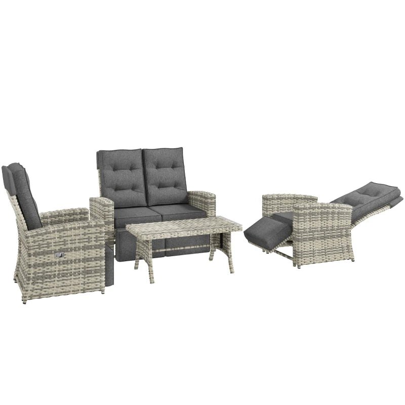 Outsunny 4 Piece Rattan Garden Furniture Set Outdoor Sofa Sectional Set