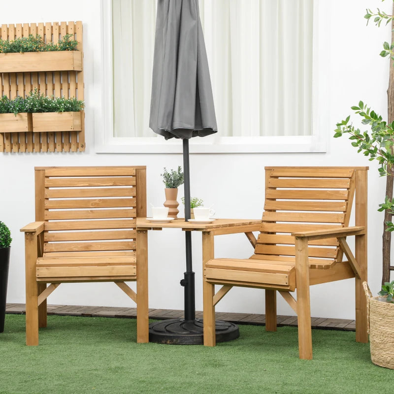 Outsunny Wooden Garden Love Seat