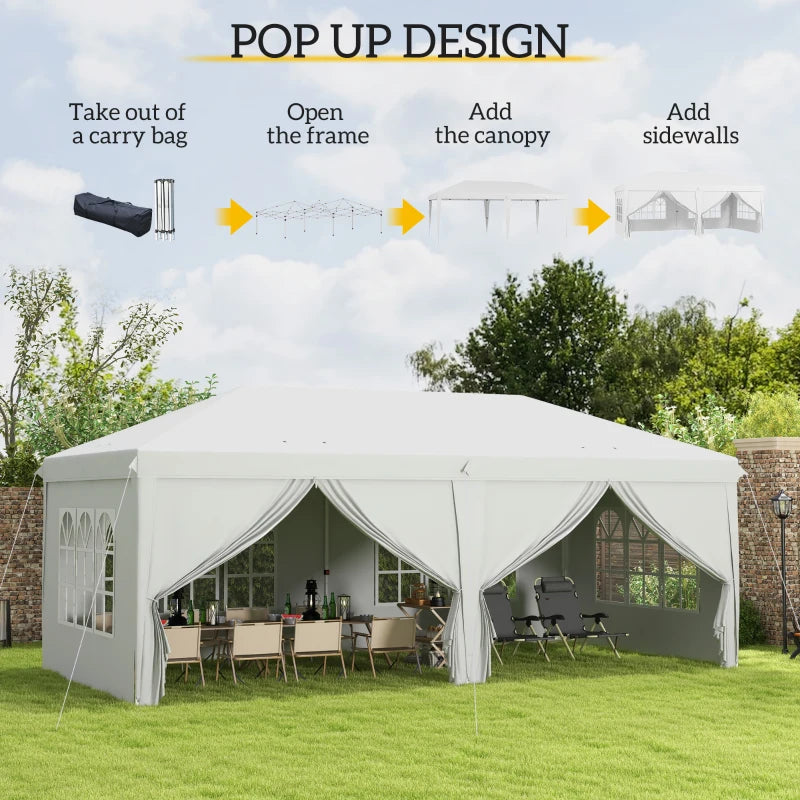 Outsunny 3 x 6 m Pop Up Gazebo with Sides and Windows