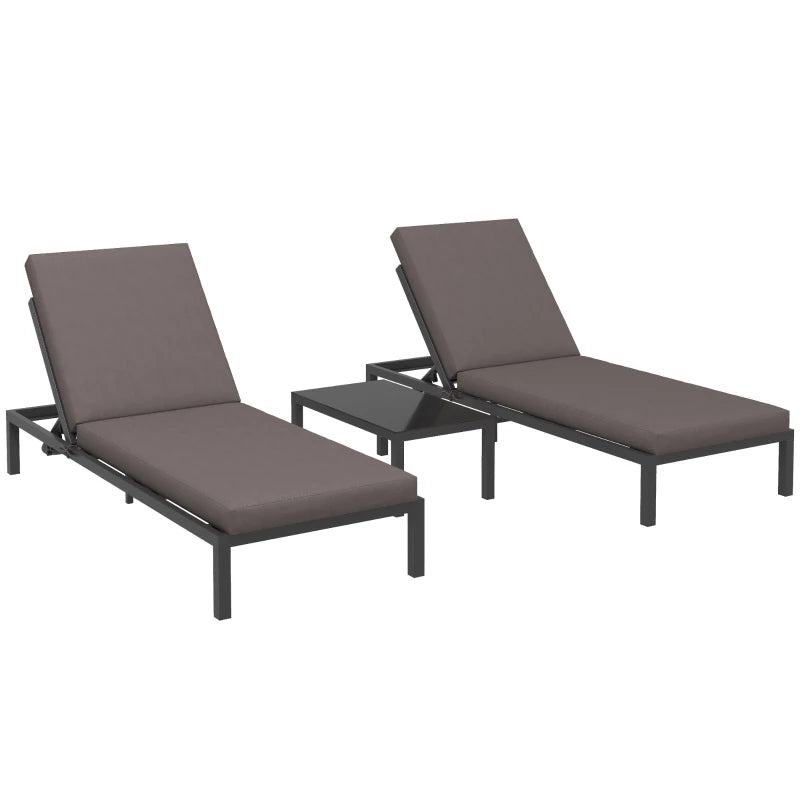 Outsunny Three-Piece Aluminium Lounger Set