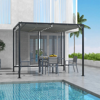 Outsunny 3 x 2.8m Metal Pergola, with Retractable Fabric Roof