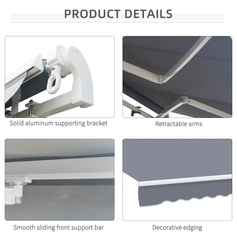 Outsunny Manual Retractable Awning 4m x 3m