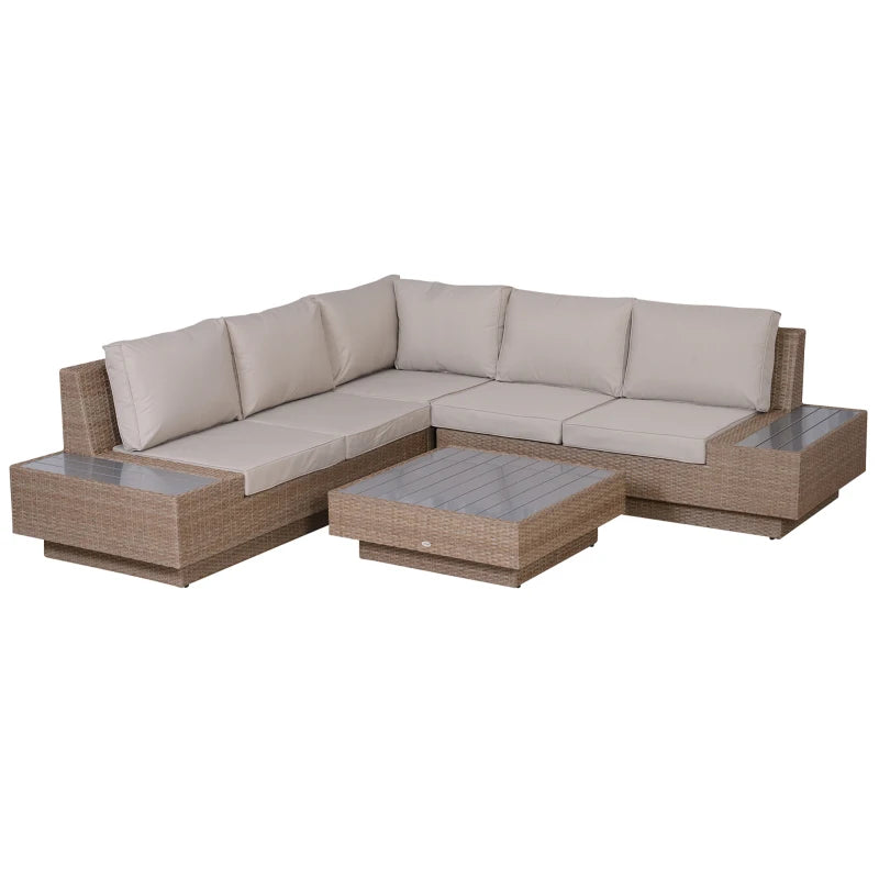 Outsunny 4 PCs Rattan Garden Furniture Outdoor Sectional Corner Sofa