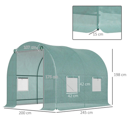 Outsunny Reinforced Walk in Polytunnel Greenhouse with Roll Up Door