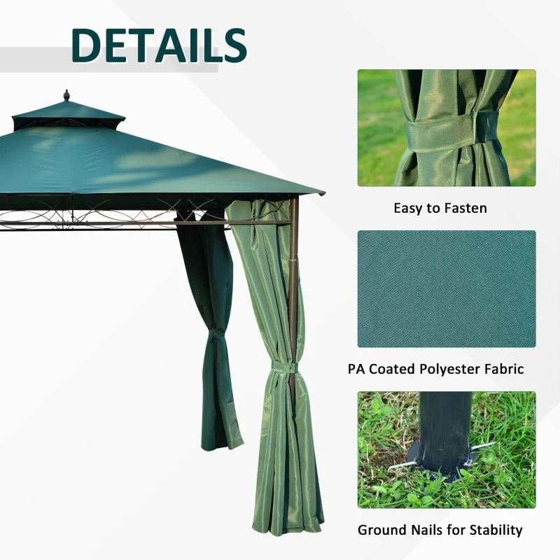 Outsunny 3m x3m Gazebo W/Metal Frame & Side