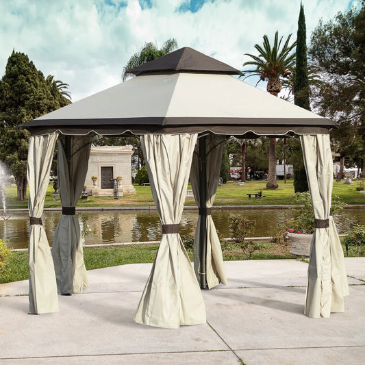 Outsunny 3.4m Hexagonal Metal Gazebo