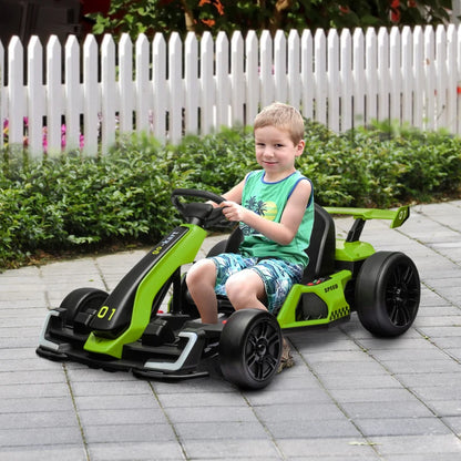 HOMCOM 24V Electric Go Kart for Kids with Adjustable Seat for 6-12 Years Old